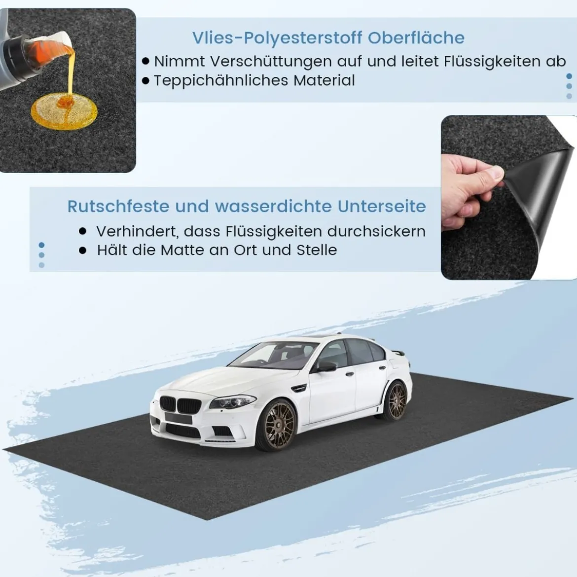 Garage Bodenmatte 800 x 220 cm Auto Ölauffangmatte Ölmatte rutschfest & wasserdicht