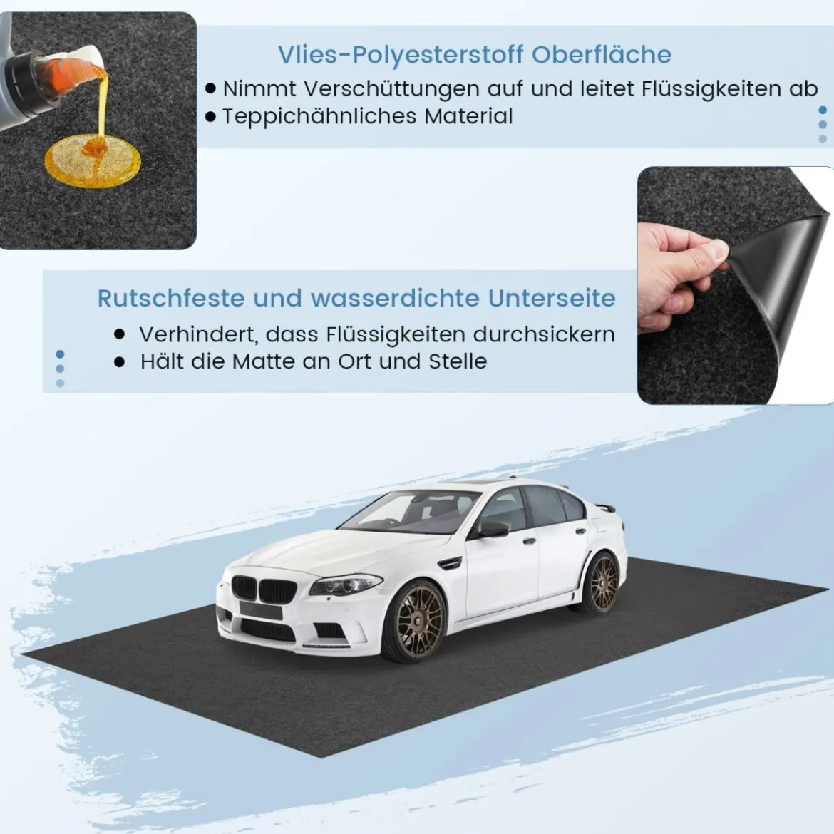 Garage Bodenmatte 600 x 220 cm Auto Ölauffangmatte Ölmatte rutschfest & wasserdicht