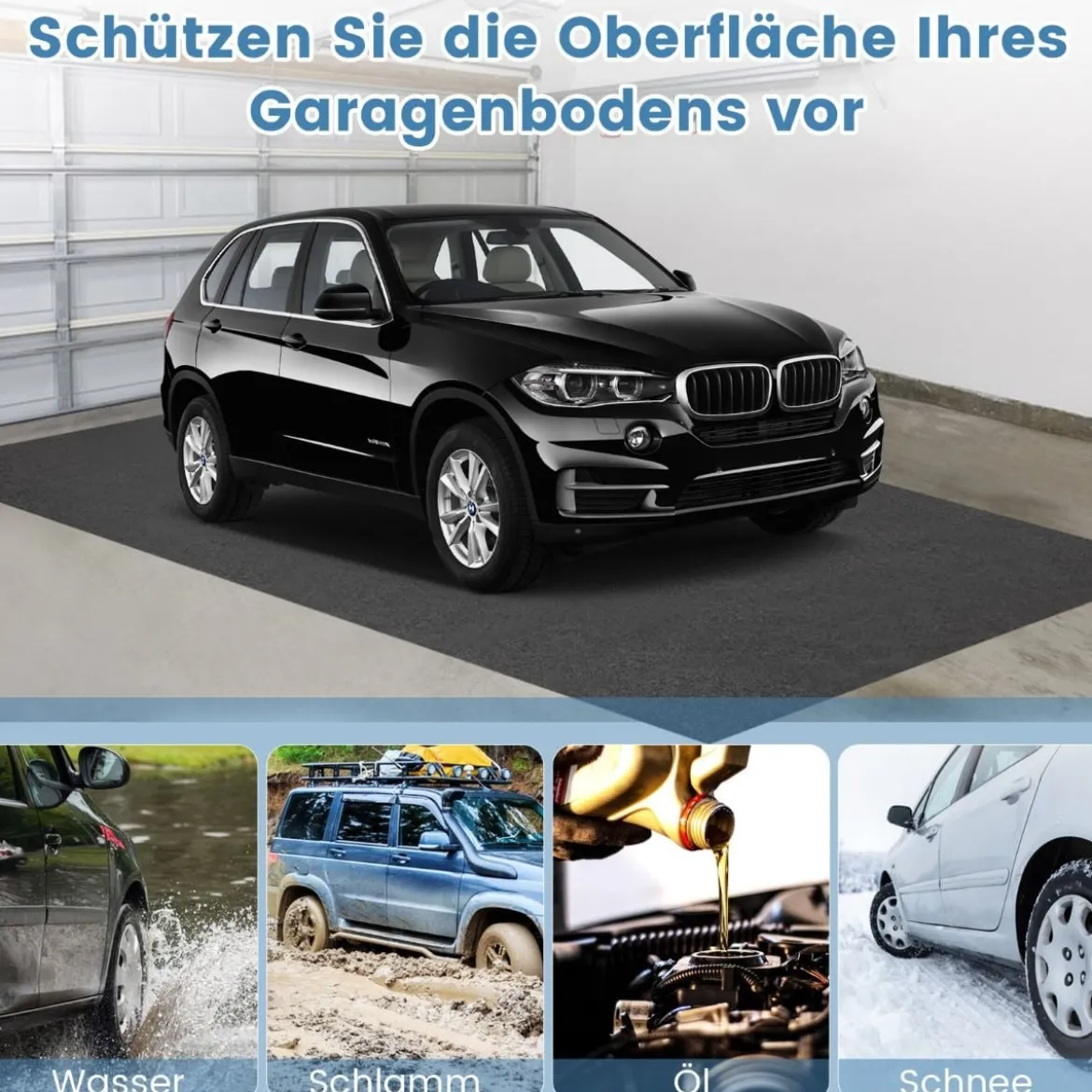 Garage Bodenmatte 600 x 220 cm Auto Ölauffangmatte Ölmatte rutschfest & wasserdicht