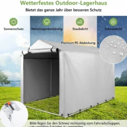 Garagenzelt 160 x 218 x 164 cm Gerätehaus Wasserdicht mit Metallrahmen Grau/Dunkelgrau