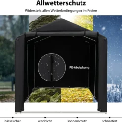 Garagenzelt 160 x 218 x 164 cm Gerätehaus Wasserdicht mit Metallrahmen Grau/Dunkelgrau