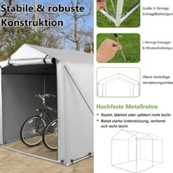 Garagenzelt 160 x 218 x 164 cm Gerätehaus Wasserdicht mit Metallrahmen Grau/Dunkelgrau