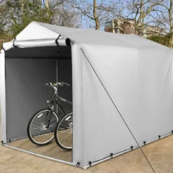Garagenzelt 160 x 218 x 164 cm Gerätehaus Wasserdicht mit Metallrahmen Grau/Dunkelgrau