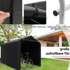 Garagenzelt 160 x 218 x 164 cm Gerätehaus Wasserdicht mit Metallrahmen Grau/Dunkelgrau