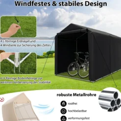 Garagenzelt 160 x 218 x 164 cm Gerätehaus Wasserdicht mit Metallrahmen Dunkelgrau