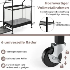 Garage Organizer Für Sportgeräte mit 5 Verstellbaren Regalen & Ballkorb & Seitlichen Haken Schwarz