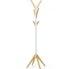 Garderobenständer aus Bambus mit 6 Haken Kleiderständer 55 x 55 x 179 cm Natur + Weiß