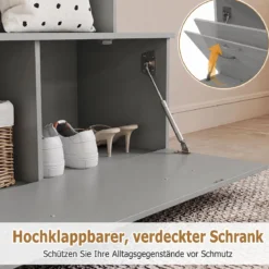 Garderobenständer Kleiderständer mit Offener Ablage Schuhregal 2 Fächern & 5 Haken Schwarz/Grau/Weiß