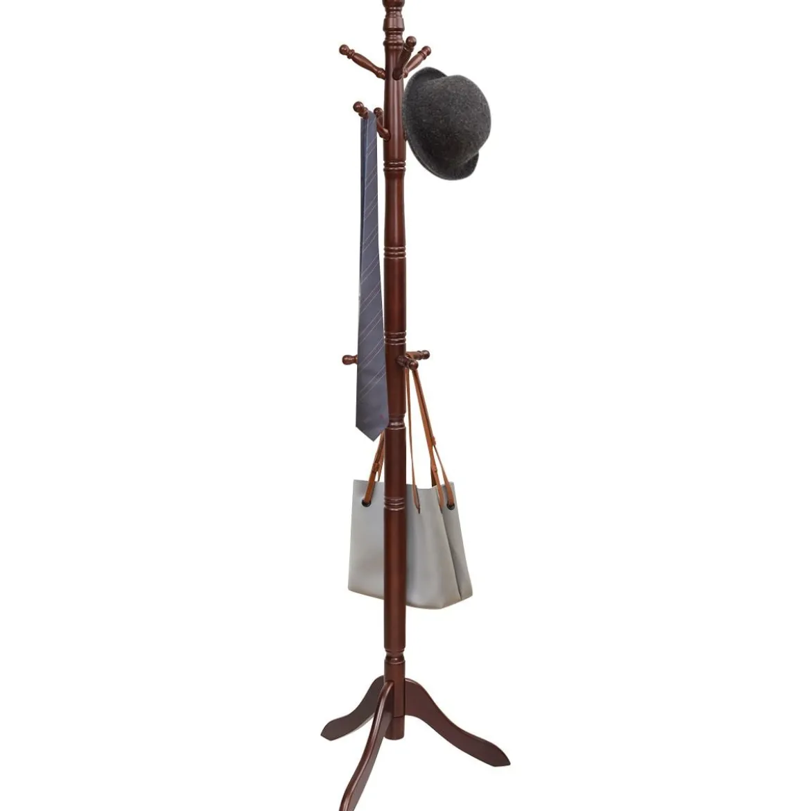 Garderobenständer mit 9 Haken freistehender Kleiderständer mit verstellbarer höhen 175 cm Braun
