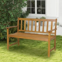 Gartenbank aus Akazienholz bis 360kg Belastbar Massive Holzbank 2 Sitzer Terrassenbank