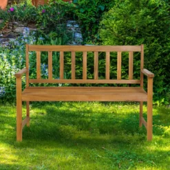 Gartenbank aus Akazienholz bis 360kg Belastbar Massive Holzbank 2 Sitzer Terrassenbank