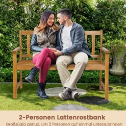 Gartenbank aus Akazienholz bis 360kg Belastbar Massive Holzbank 2 Sitzer Terrassenbank