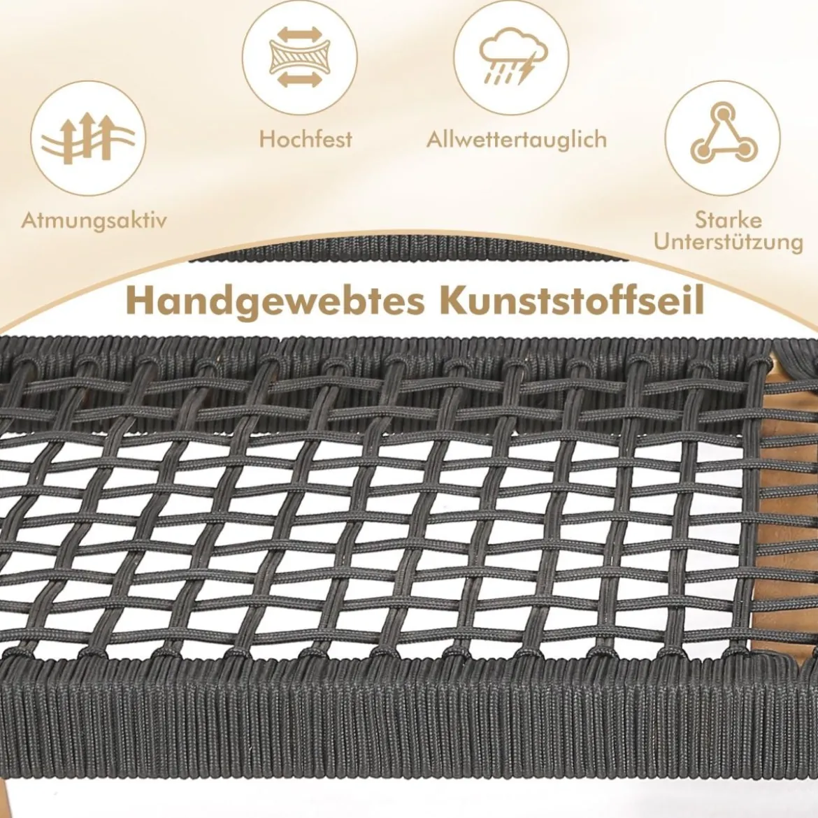 Gartenbank aus Akazienholz mit Rückenlehne und Armlehnen belastbar bis 320kg