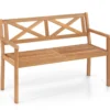 Gartenbank aus Akazienholz 2-Sitzer Holzbank Outdoor Sitzbank mit Rückenlehne & Armlehnen Balkonbank