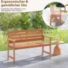 Gartenbank aus Hartholz Holzbank wetterfest Sitzbank für 2 Personen Balkonbank aus Hartholz 120,5 x 64 x 84 cm Natur
