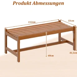 Gartenbank aus Holz Outdoor Holzbank mit Teaköl-Finish und Geschwungener Sitzfläche 2-Personen Terrassenbank