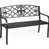 Gartenbank aus Stahl klassische Gartenbank Sitzbank Terrassenbank 128 x 60 x 89 cm Schwarz