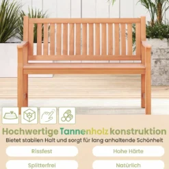 Gartenbank aus Tannenholz 2-Sitzer Sitzbank mit Ergonomischer Rückenlehne bis 300 kg Belastbar 115 x 53,5 x 89 cm
