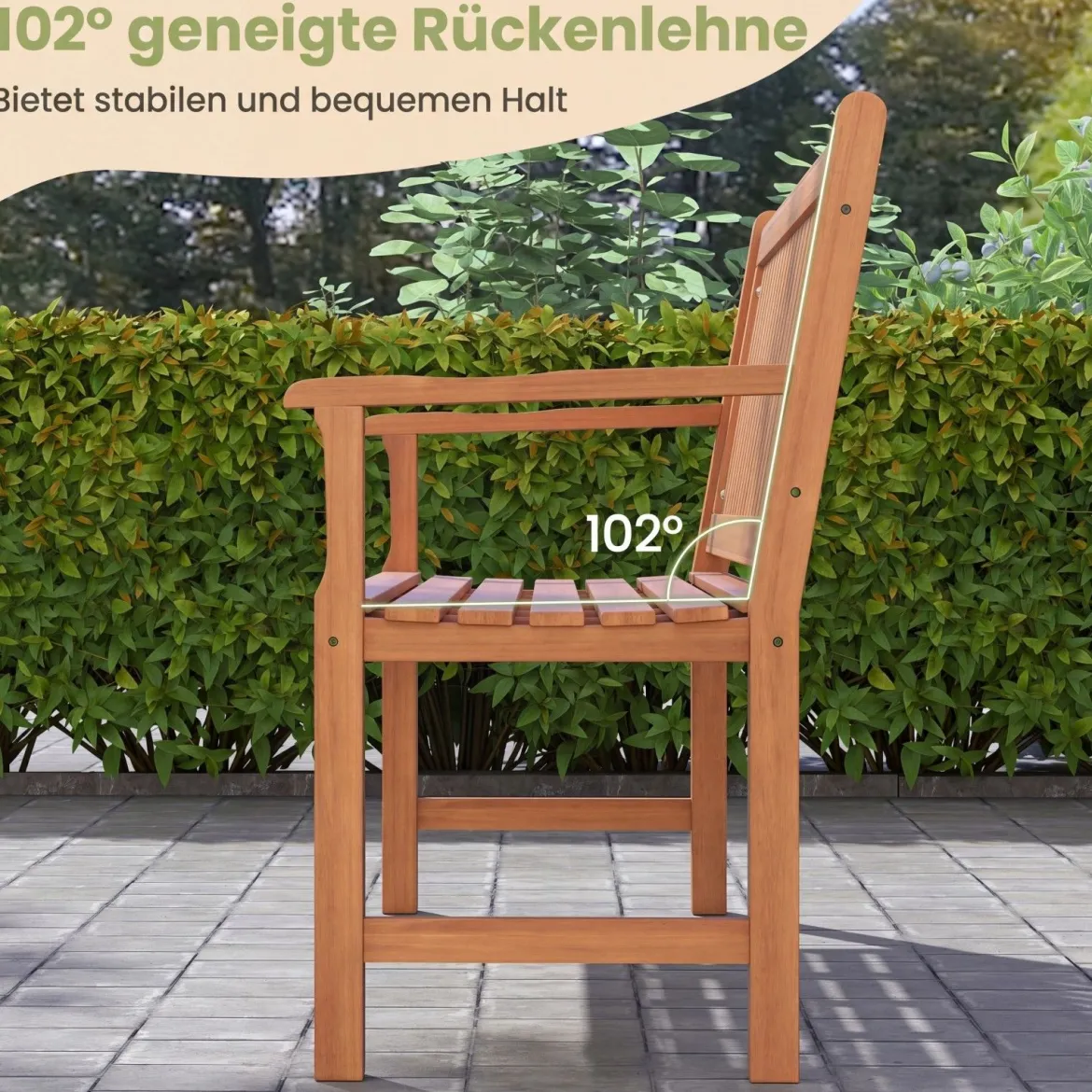 Gartenbank aus Tannenholz 3-Sitzer Sitzbank mit Ergonomischer Rückenlehne bis 450 kg Belastbar 150 x 53,5 x 89 cm