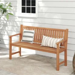 Gartenbank aus Tannenholz 3-Sitzer Sitzbank mit Ergonomischer Rückenlehne bis 450 kg Belastbar 150 x 53,5 x 89 cm