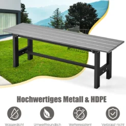 Gartenbank für 2 Personen mit Lattensitz bis 300kg belastbar 120 x 36 x 40,5 cm Grau