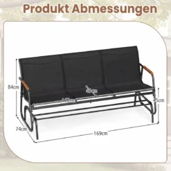 Gartenbank für 2 / 3 Personen mit Sanfter Gleitbewegung & Atmungsaktivem Stoffsitz Schaukelbank