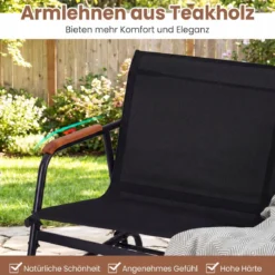 Gartenbank für 2 / 3 Personen mit Sanfter Gleitbewegung & Atmungsaktivem Stoffsitz Schaukelbank
