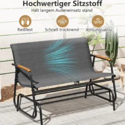Gartenbank für 2 / 3 Personen mit Sanfter Gleitbewegung & Atmungsaktivem Stoffsitz Schaukelbank
