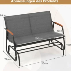 Gartenbank für 2 / 3 Personen mit Sanfter Gleitbewegung & Atmungsaktivem Stoffsitz Schaukelbank