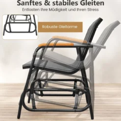 Gartenbank für 2 / 3 Personen mit Sanfter Gleitbewegung & Atmungsaktivem Stoffsitz Schaukelbank