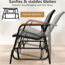 Gartenbank für 2 / 3 Personen mit Sanfter Gleitbewegung & Atmungsaktivem Stoffsitz Schaukelbank