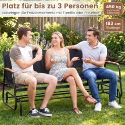 Gartenbank für 2 / 3 Personen mit Sanfter Gleitbewegung & Atmungsaktivem Stoffsitz Schaukelbank