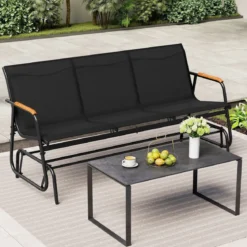 Gartenbank für 2 / 3 Personen mit Sanfter Gleitbewegung & Atmungsaktivem Stoffsitz Schaukelbank