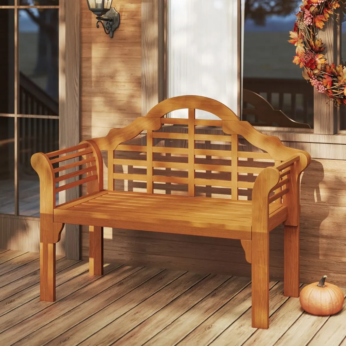 Gartenbank Klappbank aus Holz für den Außenbereich 123 x 54 x 96 cm Natur