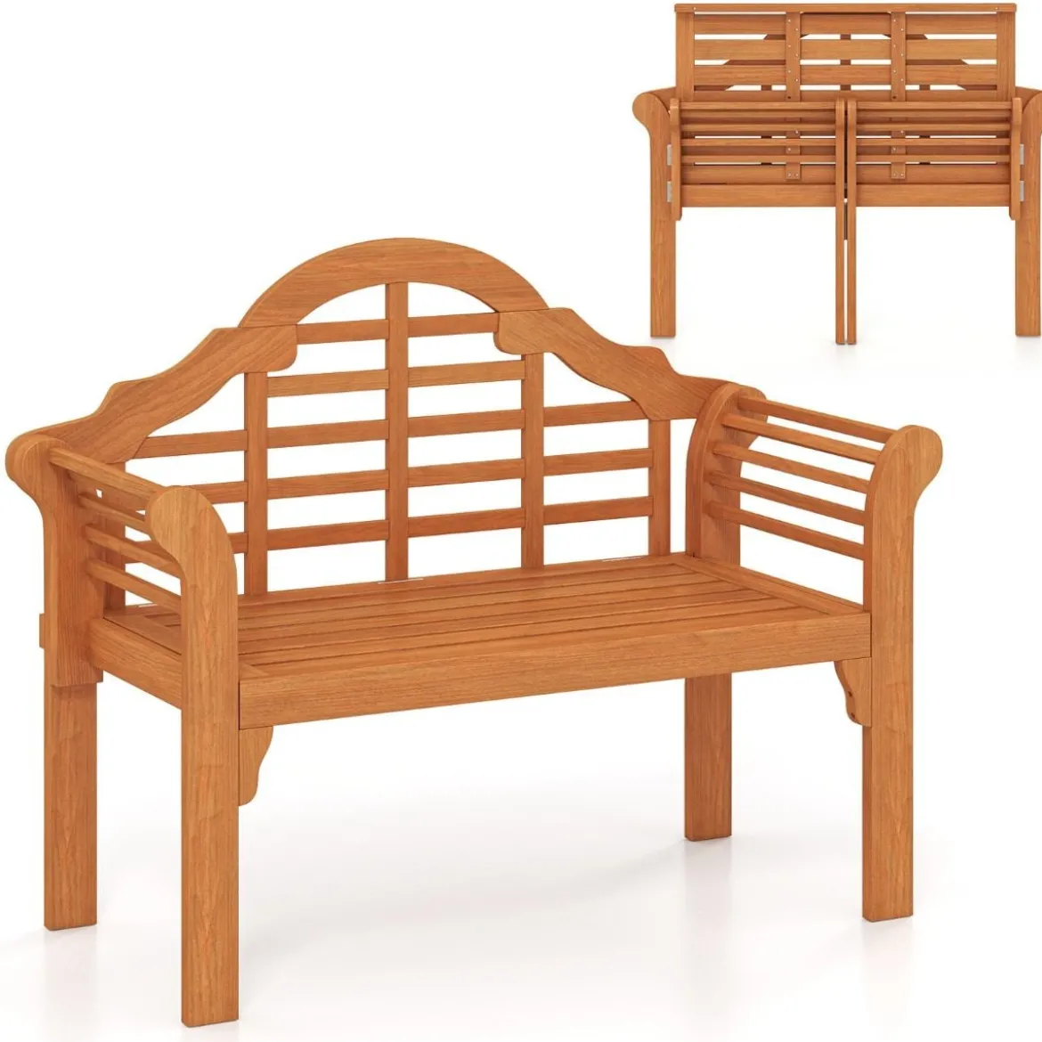 Gartenbank Klappbank aus Holz für den Außenbereich 123 x 54 x 96 cm Natur