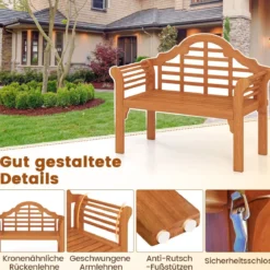 Gartenbank Klappbank aus Holz für den Außenbereich 123 x 54 x 96 cm Natur
