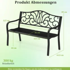 Gartenbank Metall wetterfeste Sitzbank für 2 Personen Balkonbank Metallbank bis 300 kg belastbar