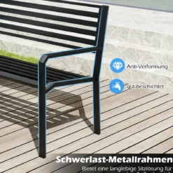 Gartenbank Metall wetterfeste Sitzbank für 2 Personen Eisenbank für Garten Terrasse Balkon 127 x 56 x 82 cm Schwarz