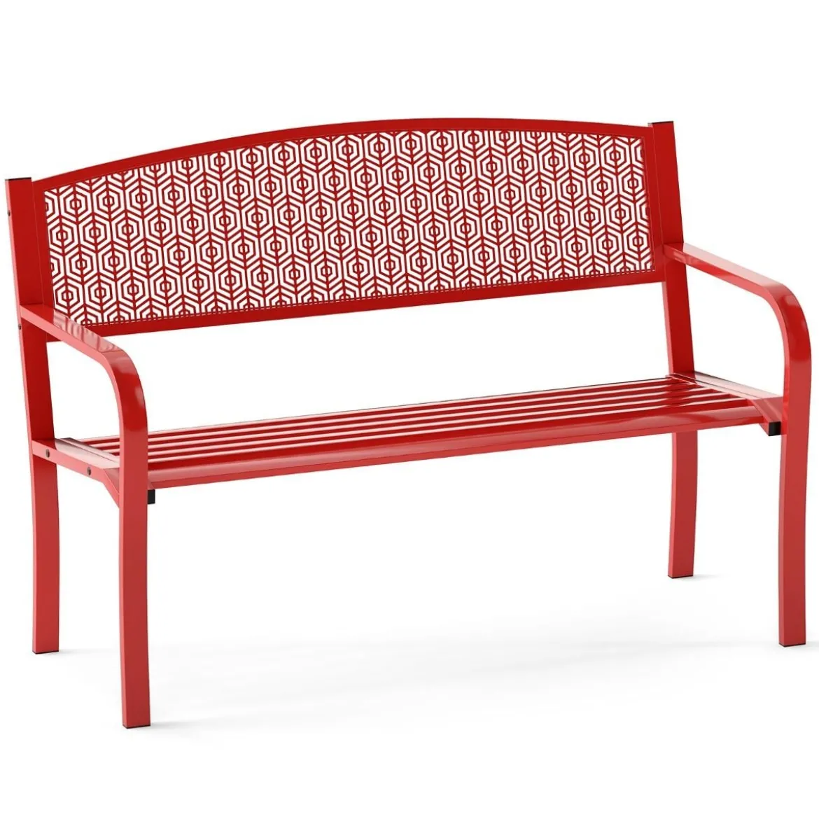 Gartenbank Metall Wetterfeste Sitzbank für 2 Personen Balkonbank mit Armlehne 128 x 60 x 86 cm