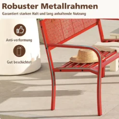Gartenbank Metall Wetterfeste Sitzbank für 2 Personen Balkonbank mit Armlehne 128 x 60 x 86 cm