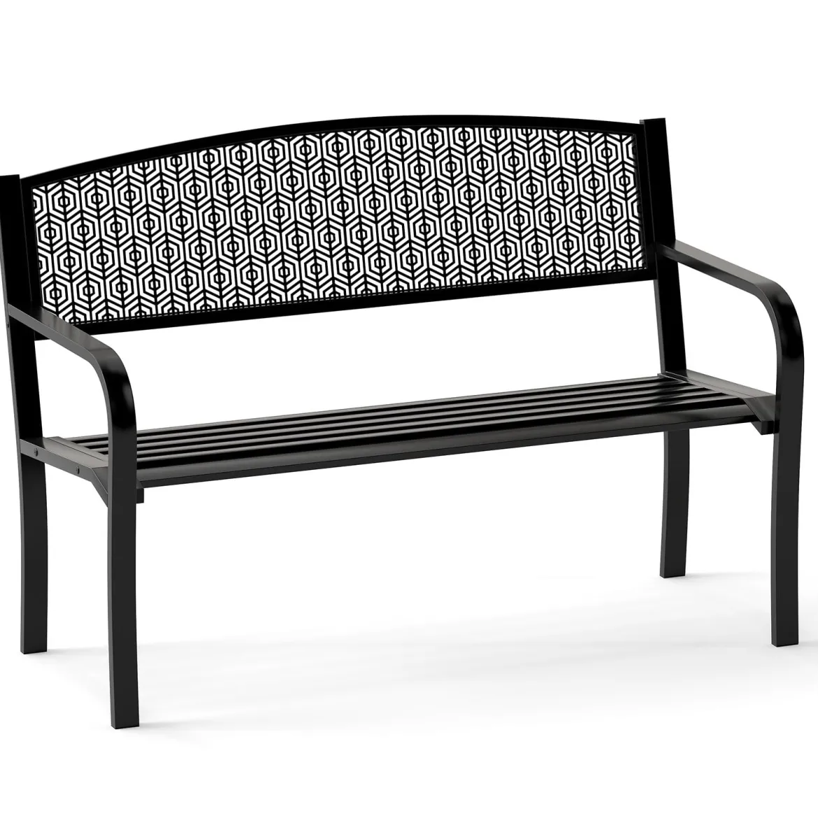 Gartenbank Metall Wetterfeste Sitzbank für 2 Personen Balkonbank mit Armlehne 128 x 60 x 86 cm