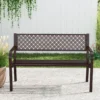 Gartenbank Metall wetterfeste Sitzbank für 2 Personen Balkonbank mit Rückenlehne & Armlehne 127 x 59 x 82 cm Braun