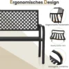 Gartenbank Metall wetterfeste Sitzbank für 2-3 Sitzer Parkbank mit Rückenlehne & Armlehne 127 x 62 x 86 cm Schwarz