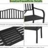 Gartenbank mit ausziehbarem Mitteltisch Eisenbank Sitzbank mit Armlehnen 150 x 59 x 91 cm Schwarz