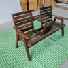 Gartenbank mit Klappbarem Mitteltisch & Rückenlehne Holzbank Tragfähigkeit 320 kg Braun