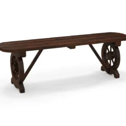 Gartenbank ohne Rückenlehne wetterfeste Sitzbank Holzbank für 2-3 Sitzer bis 325 kg belastbar