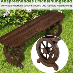 Gartenbank ohne Rückenlehne wetterfeste Sitzbank Holzbank für 2-3 Sitzer bis 325 kg belastbar