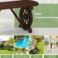 Gartenbank ohne Rückenlehne wetterfeste Sitzbank Holzbank für 2-3 Sitzer bis 325 kg belastbar