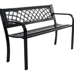 Gartenbank Parkbank Balkon Sitzbank Schwarz 117 x 51 x 76 cm