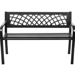 Gartenbank Parkbank Balkon Sitzbank Schwarz 117 x 51 x 76 cm